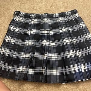 Pleated Blue and White Mini Skirt